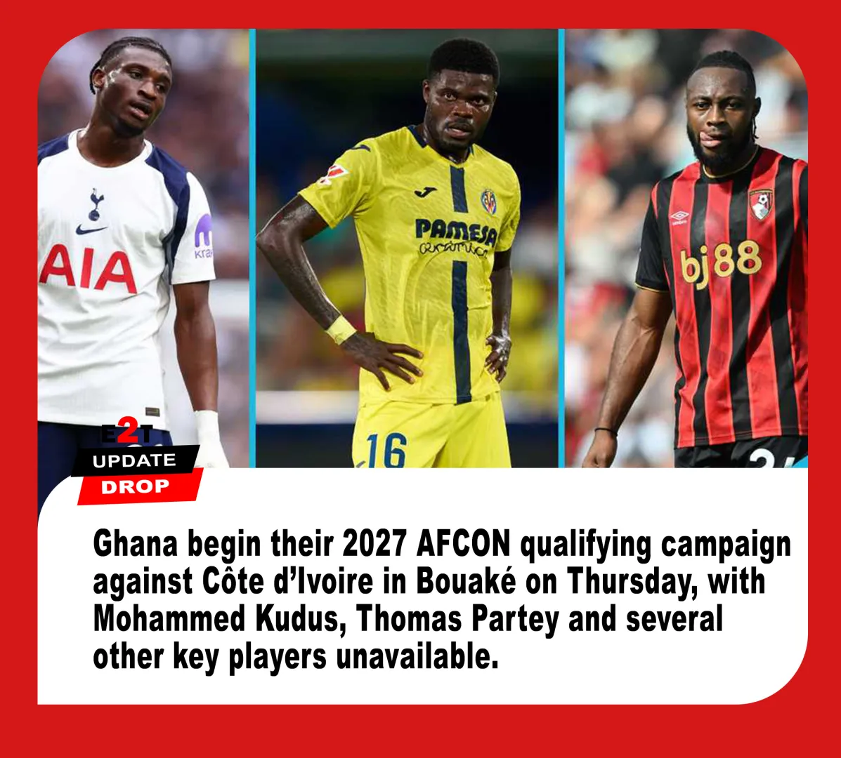 Ghana Face Côte d’Ivoire Test as Kudus, Partey and Others Miss Key Clash
