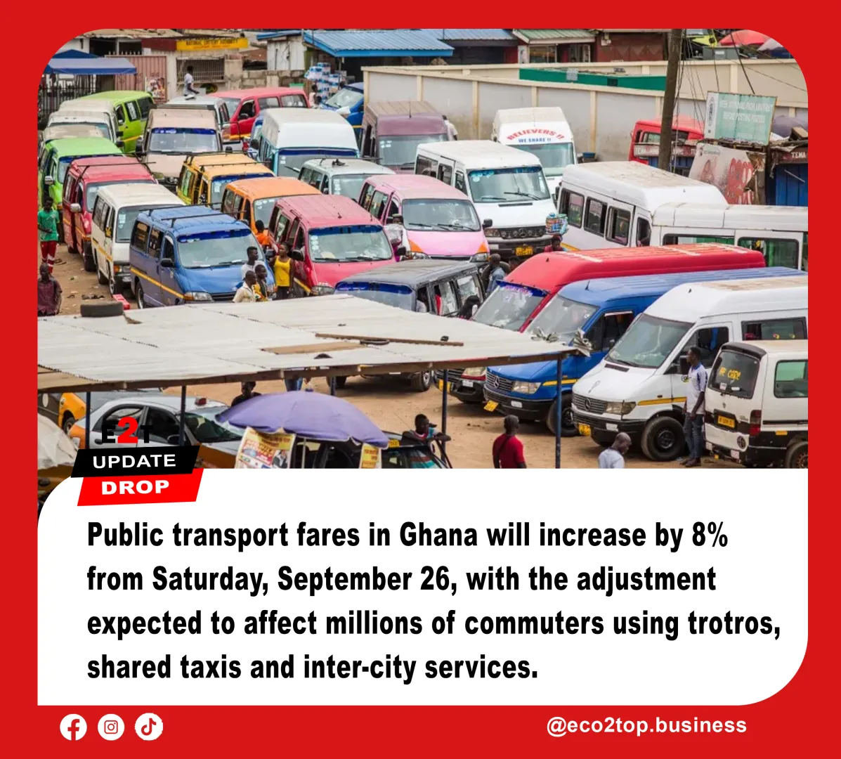 Ghana Transport Fares to Rise by 8% From Saturday