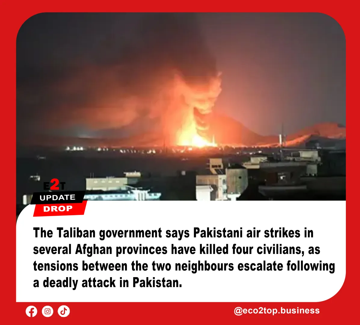 Pakistan Air Strikes in Afghanistan Kill Four Civilians, Taliban Says