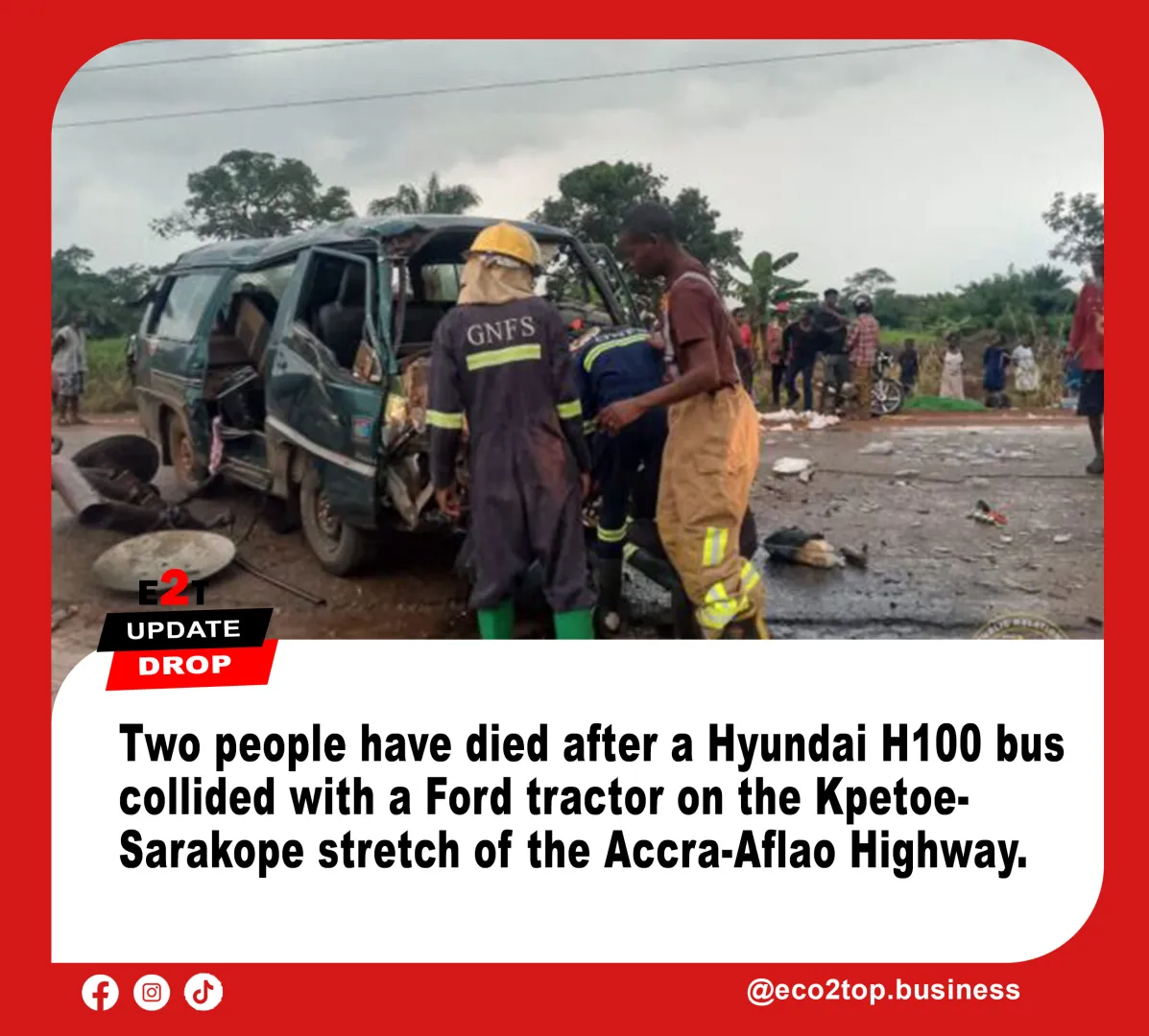 Two Dead After Crash on Kpetoe-Sarakope Stretch of Accra-Aflao Highway