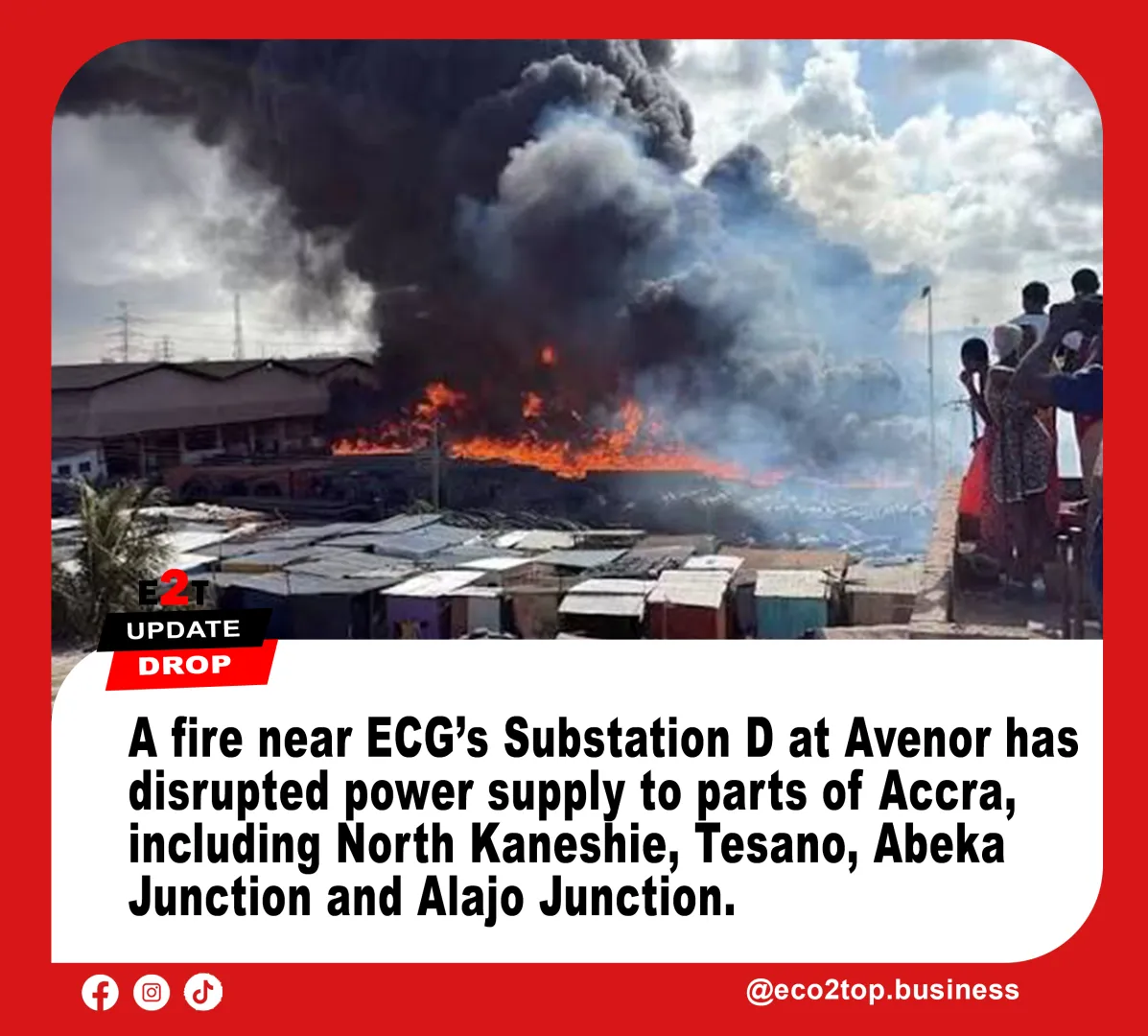 Fire at North Industrial Area Triggers Power Outage in Parts of Accra