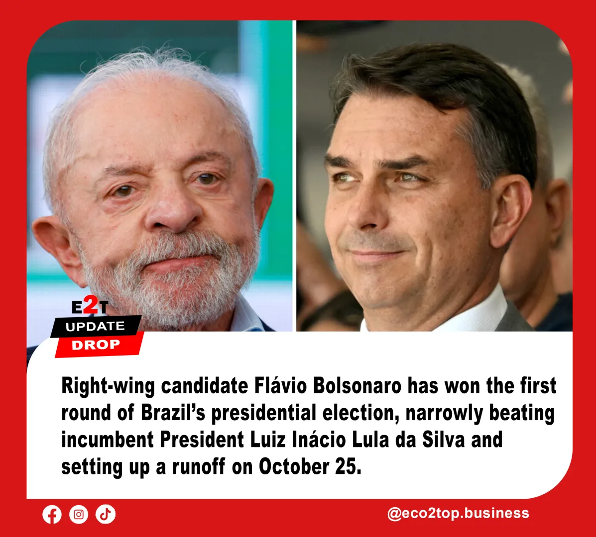 Flávio Bolsonaro Leads Lula in Brazil Presidential Election First Round