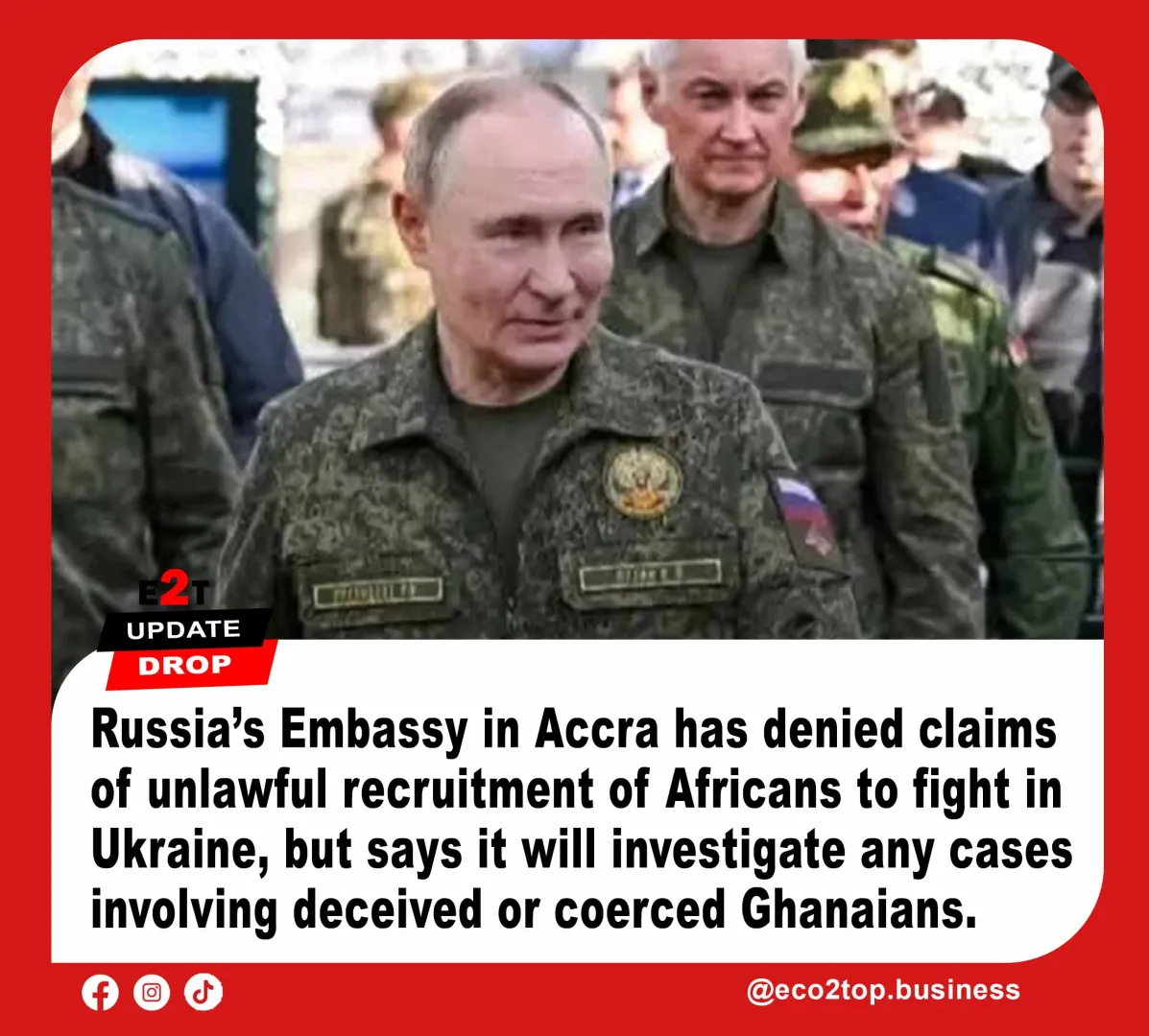 Russia Embassy Denies Claims of Unlawful Recruitment of Africans